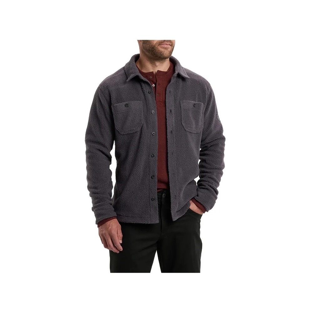 Kuhl Men's Nomad Fleece Overshirt Charcoal Grey Button Up Utility Jacket 7522